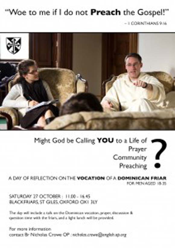 Dominican Vocations Open Day: 27th October, Blackfriars Oxford
